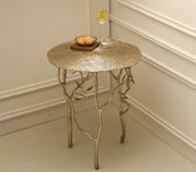 Tendrils Gold Side Table for Living Room | Decorative Small Corner Table | Designer End Table