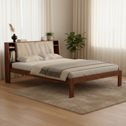 Penny Wooden King Bed with Functional Headboard | Acacia Wood