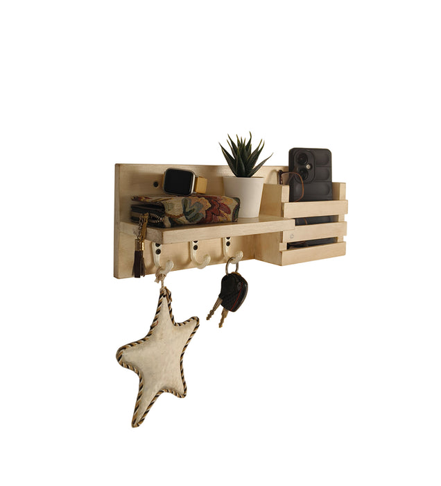 Tulip Wooden Wall Shelf Organiser With Key Holders