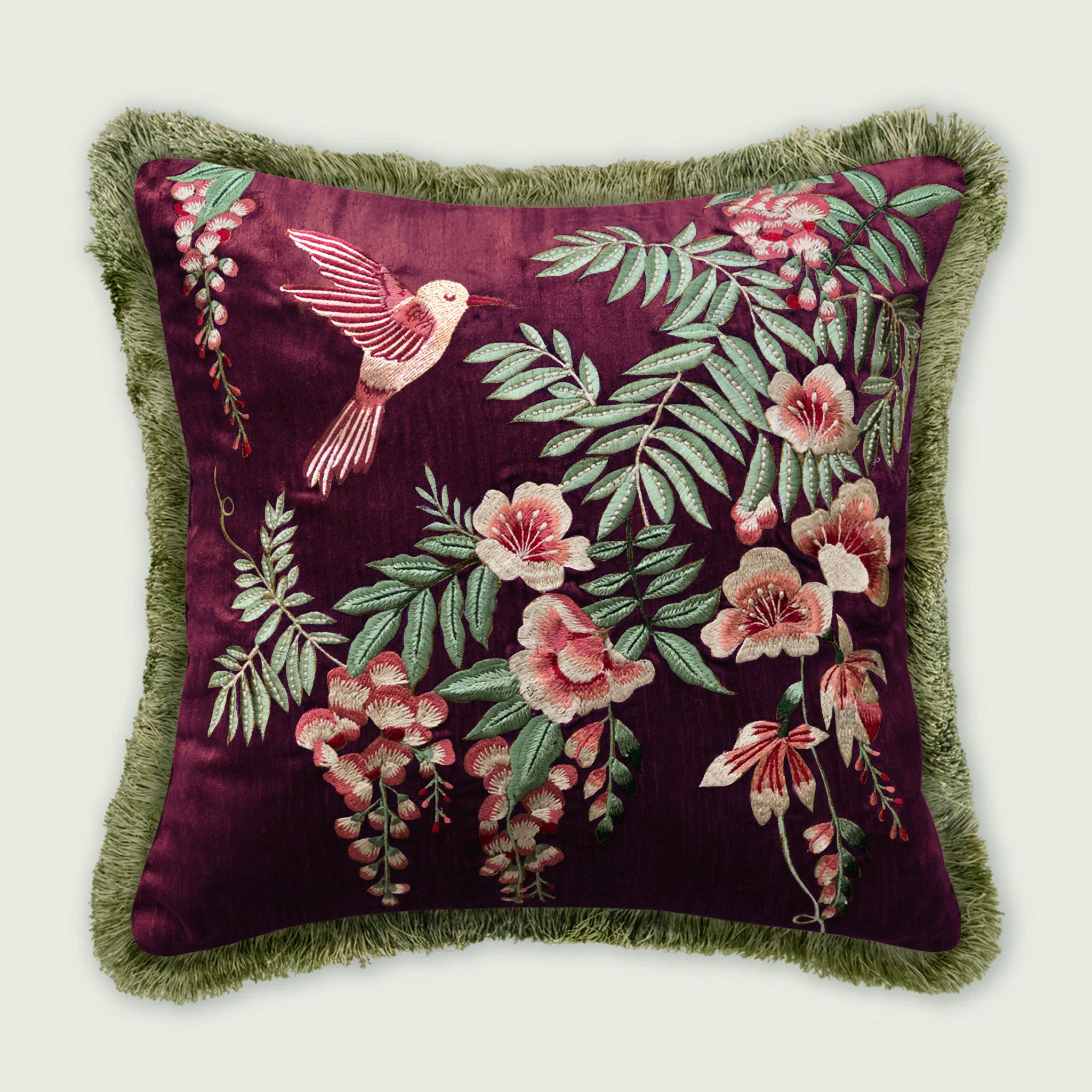 Symphony of Songbird Embroidery Cushion Cover - 18x18