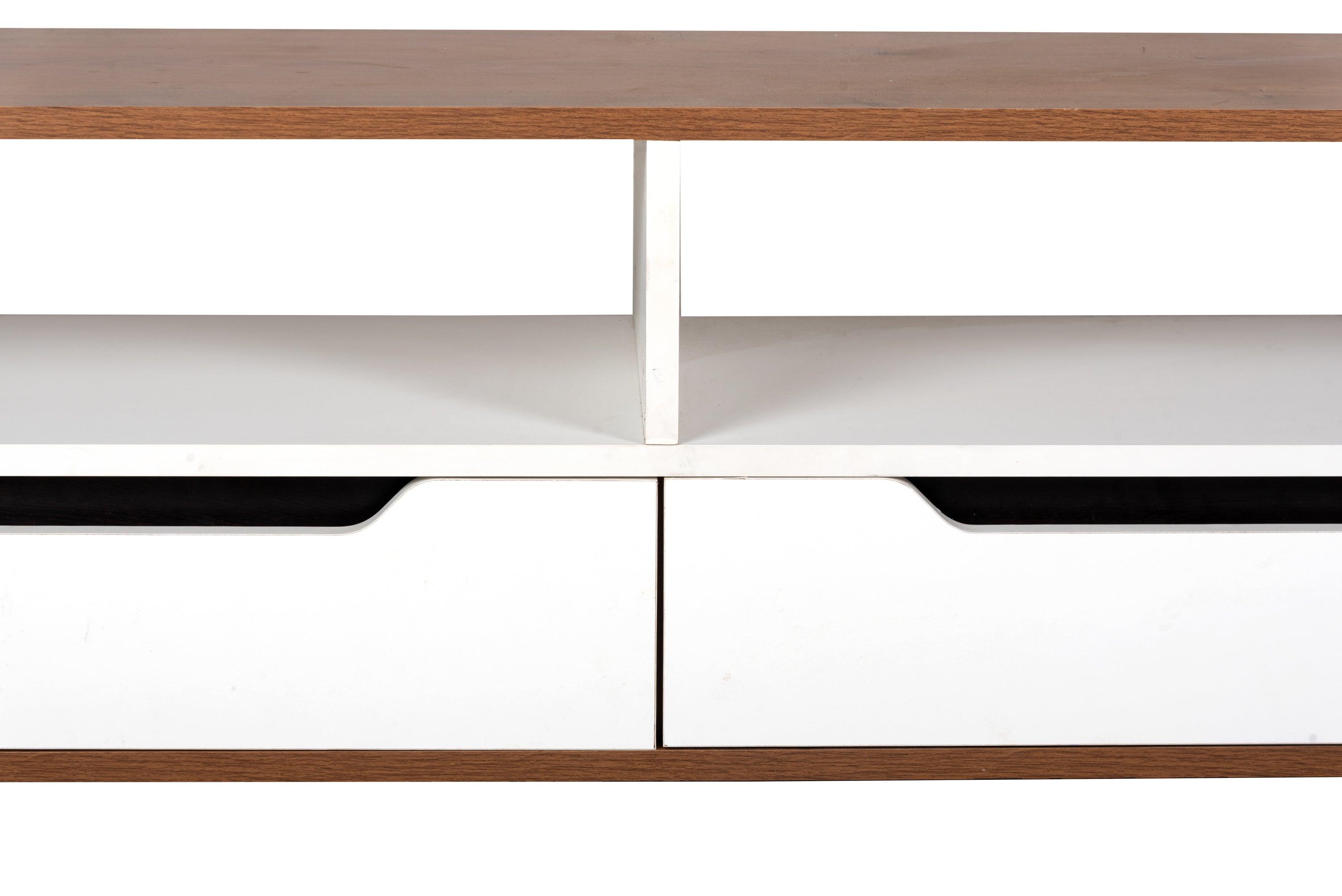 Skipper Walnut Finish TV Unit | Modern Wooden TV Stand with Storage