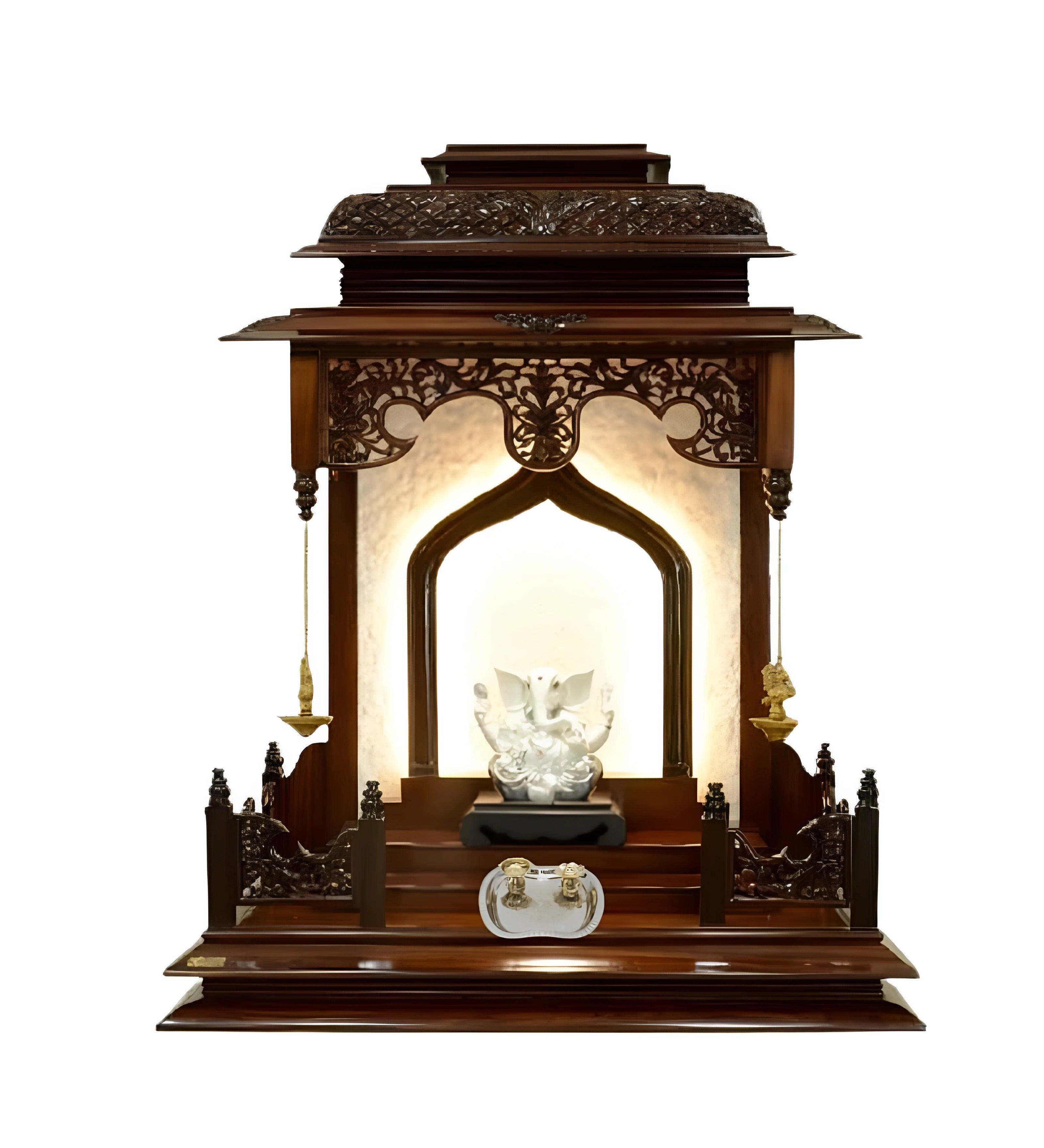 Antique Silver-Finish Puja Thali with Brass Diya – Unique Apple-Shaped Plate for Aarti and Pooja