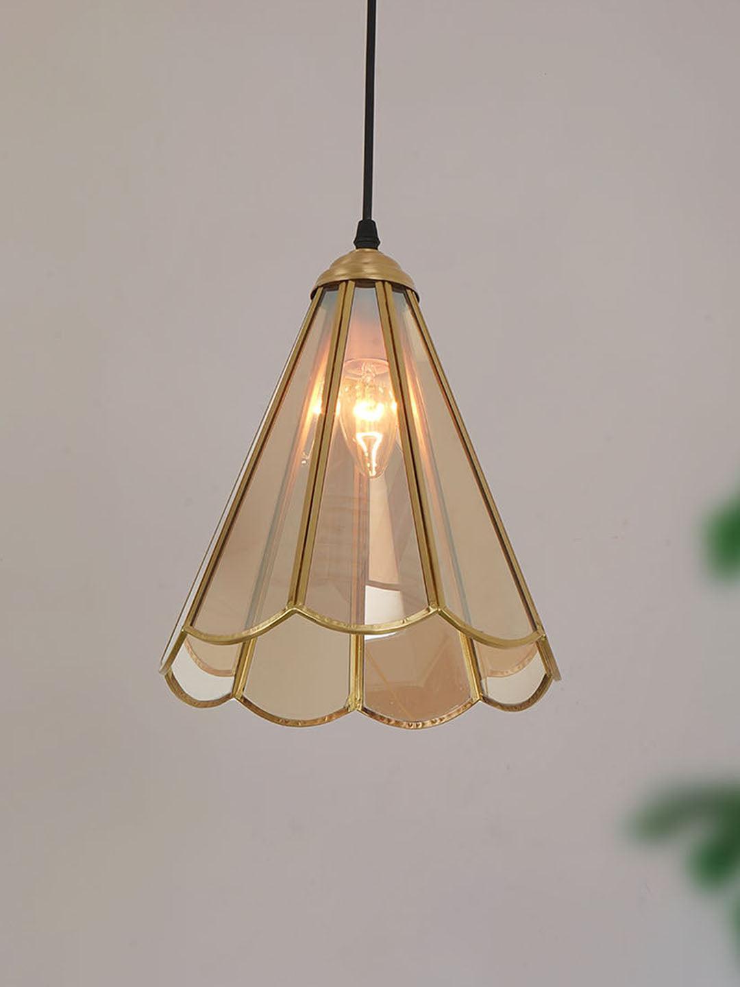 Conical Single Ceiling Pendant Hanging Light Lamp With Bulb For Indoor & Outdoor Decor