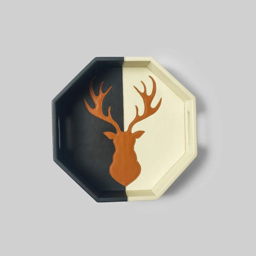 Black White Hexa Tray | Black & Beige