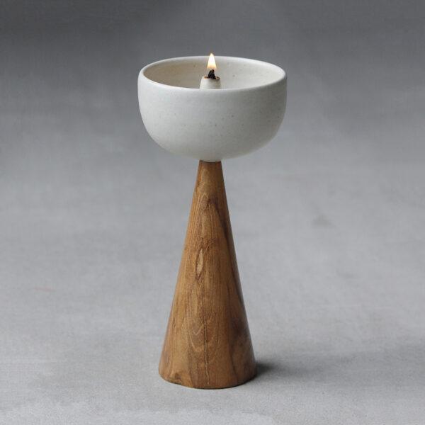 Urban Tweeter Oil Lamps Set | Stoneware and Hardwood Lamps for Dining & Home Decor