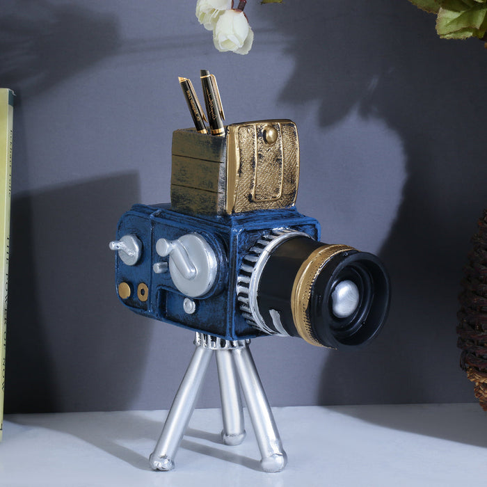 Vintage Tripod Camera Tabletop Accent - Blue