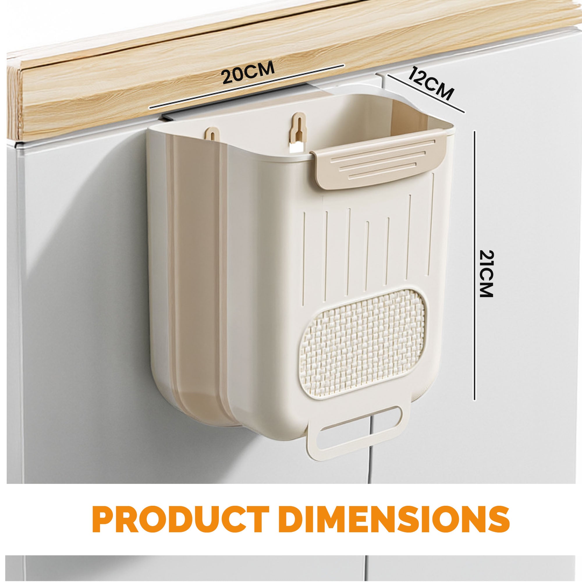 Mini Foldable Hanging Dustbin for Kitchen Cabinet | Wall Mount Garbage Bin No Bend | Medium Capacity Waste Container for Home, Kitchen, Bathroom & Cabinet Door