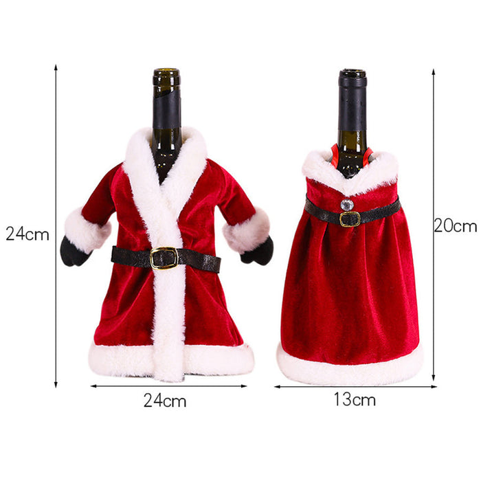 Velvet Dress Christmas Wine Bottle Cover | Christmas Wrapping Pouch for Wine Bottle