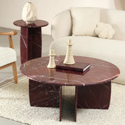Raio Rosso Marble Coffee Table for Living Room | Luxury Red Marble Center Table