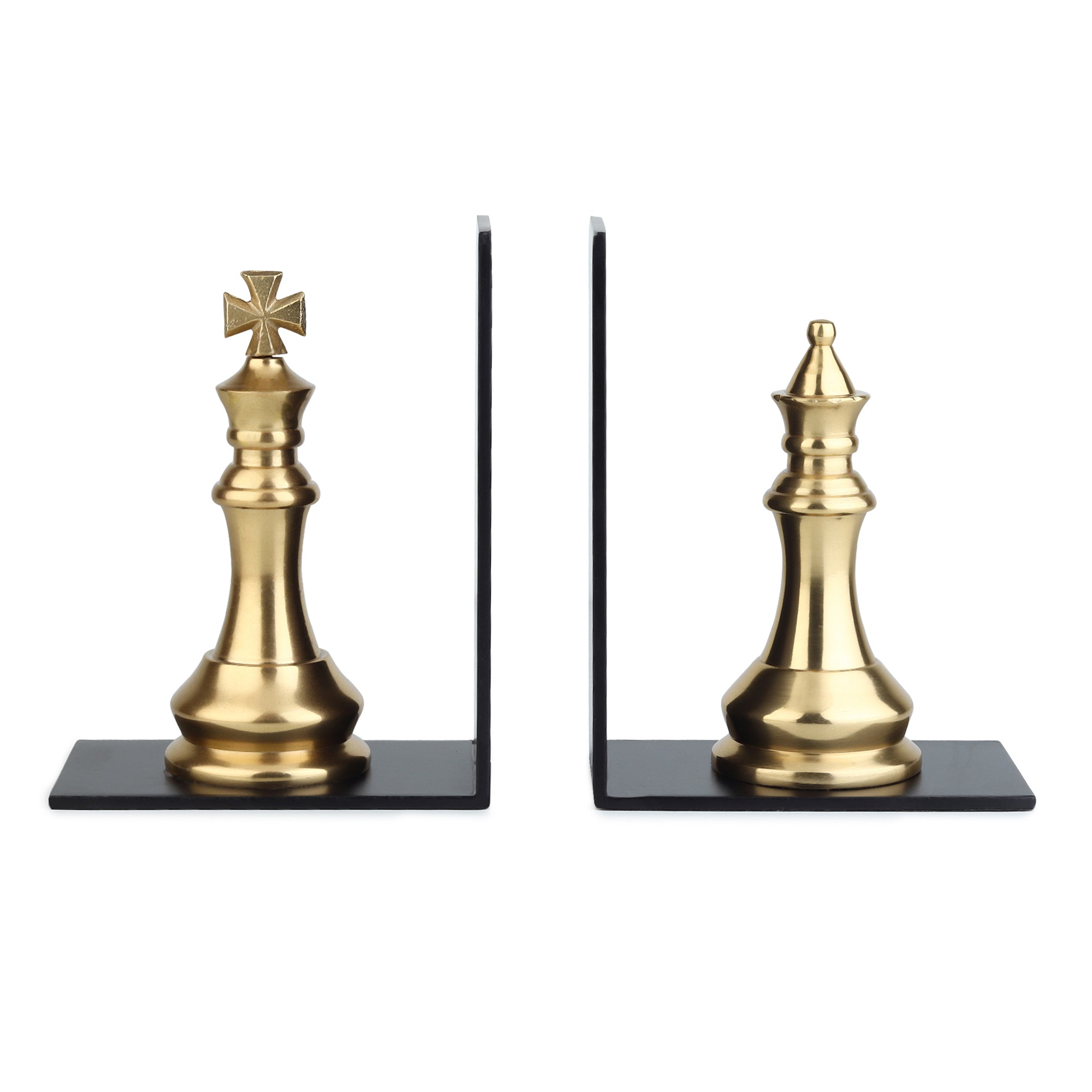 Orlian King & Queen Chess Bookends | Luxury Gold Decorative Book Holders