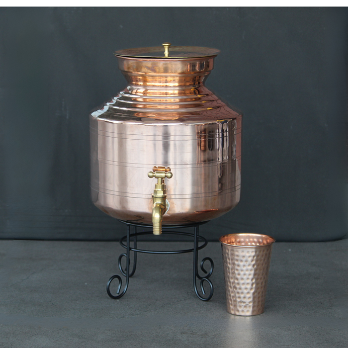 Traditional Copper Water Dispenser With Glass & Tap | Handa For Water