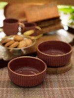 Cheapora Pink Ceramic Deep Bowl For Serving Snacks & Desert Set Of 2 For Home & Gifting