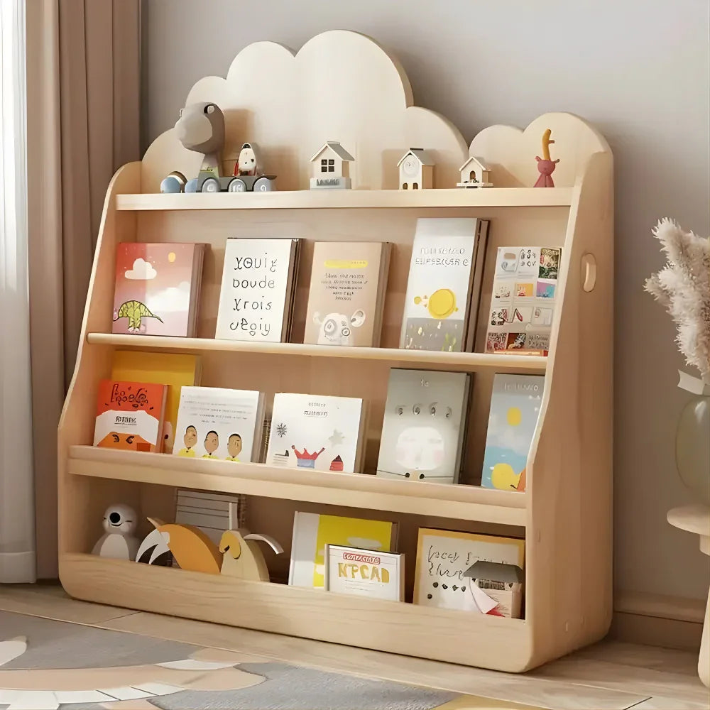Elegant Bookcase for Kids Wooden Bookshelf with Storage