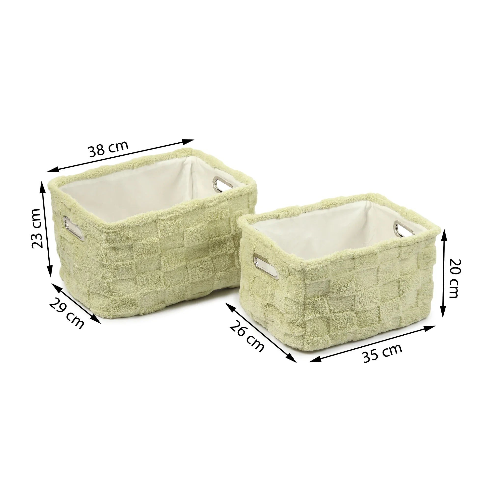 Soft Grid Plush Storage Basket Set of 2