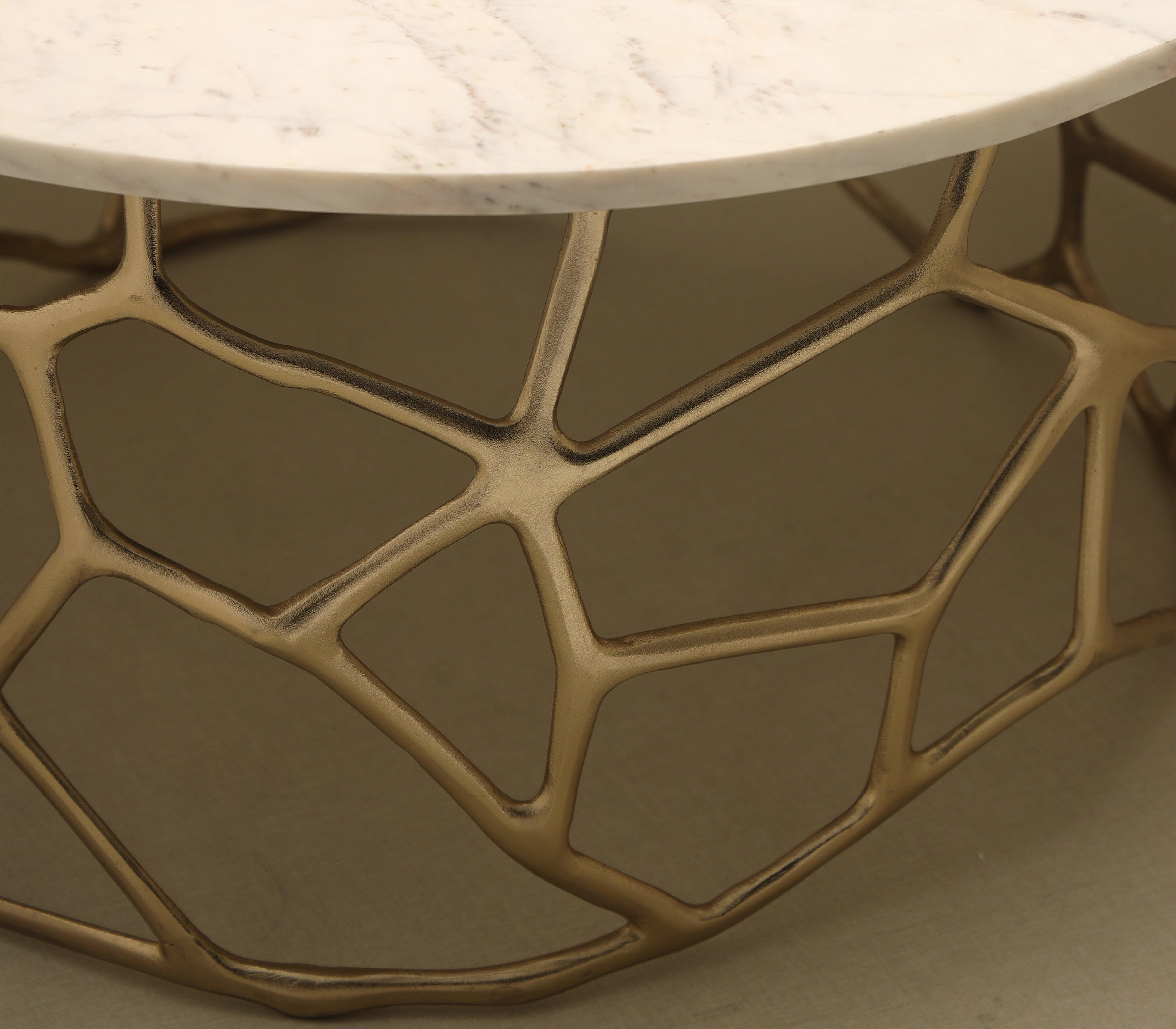 Sacred Geometry Gold Coffee Table | Marble Center Table for Living Room | Designer Tea Table