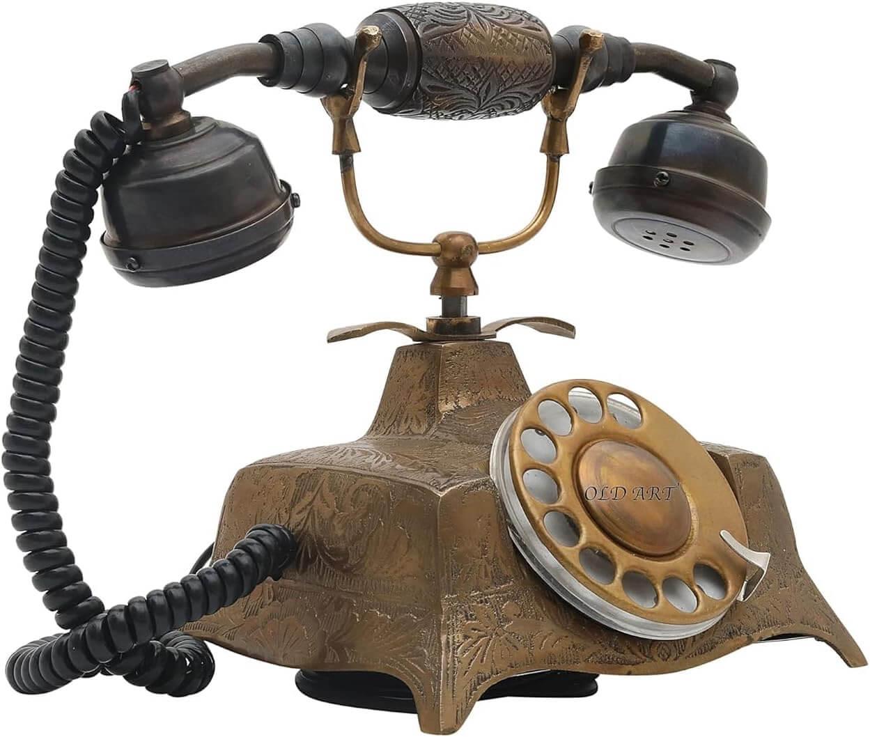 Royal Designer Rotary Dial Brass Telephone Antique Prime Model