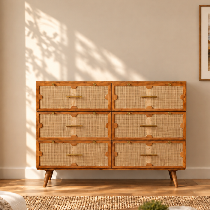 Carter 6 Drawer Dresser | Wooden TV Cabinet for Home Decor
