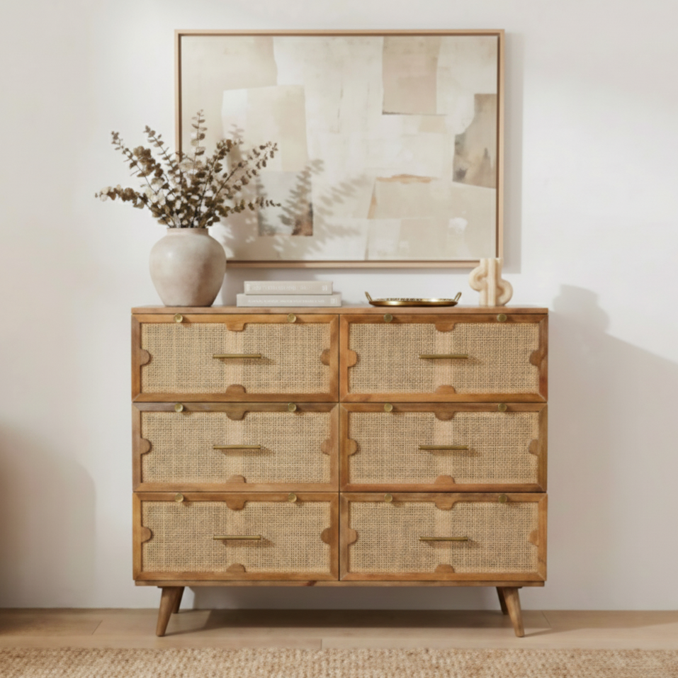Carter 6 Drawer Dresser | Wooden TV Cabinet for Home Decor