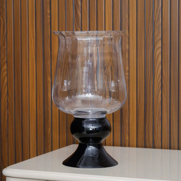 Radiant Clear Vase With Black Base