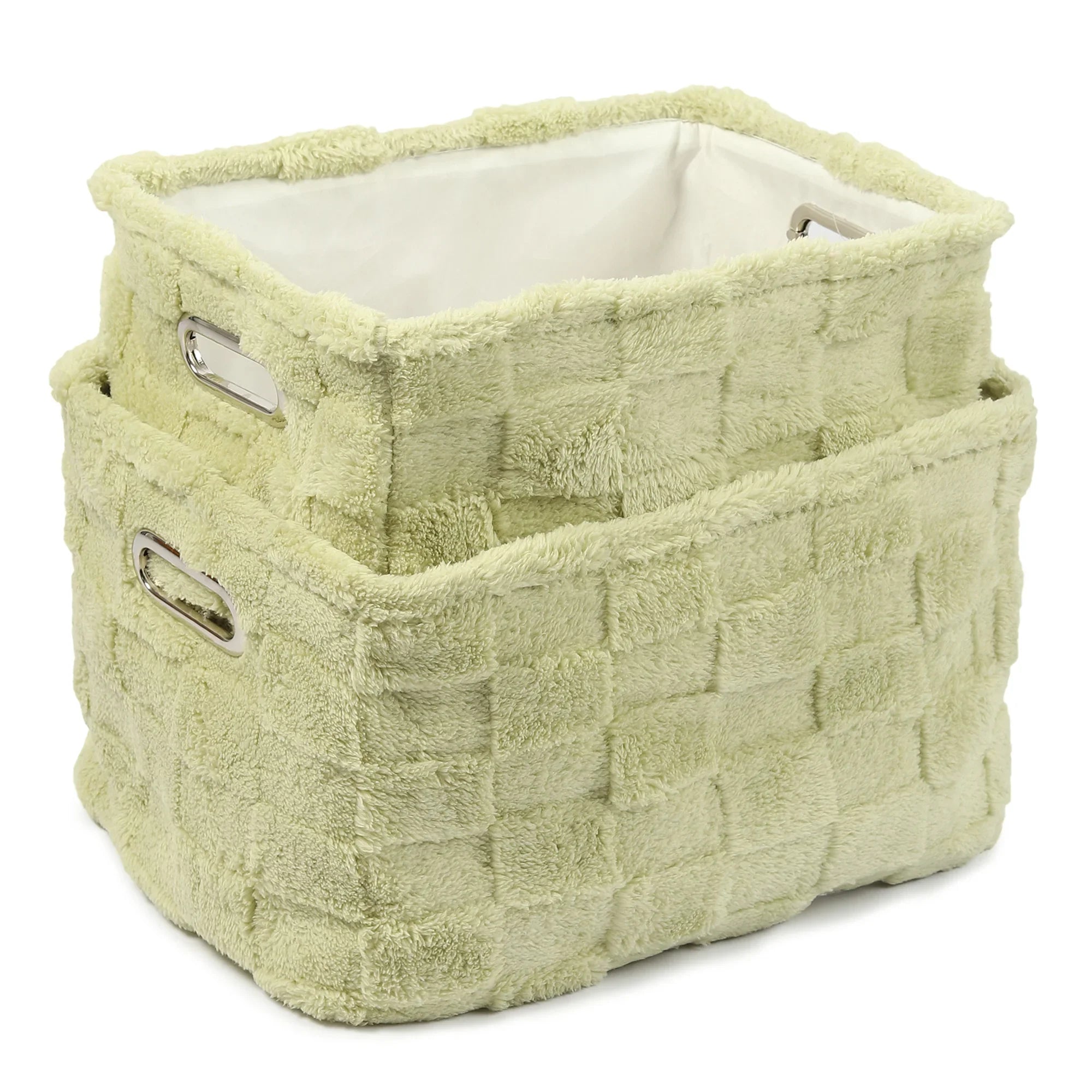 Soft Grid Plush Storage Basket Set of 2