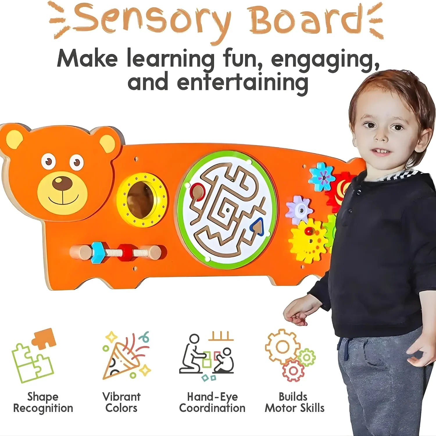 Bear Wall Toy Activity Board Educational Preschool Toy