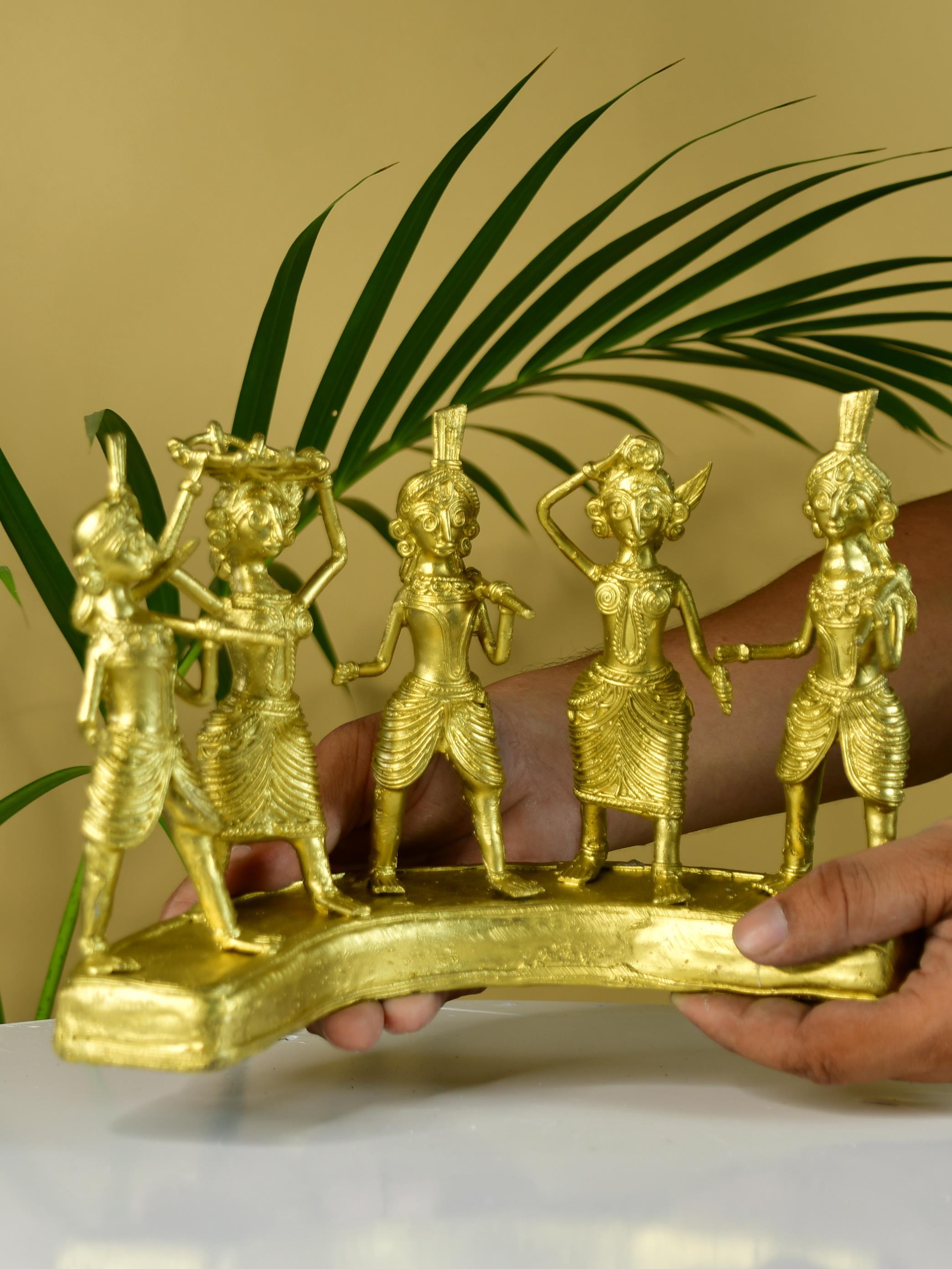 Exquisite Brass Dhokra Art Farmers Set: Premium Decor