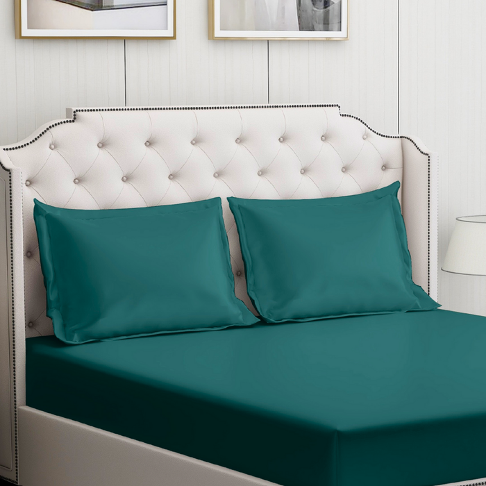 Teal Cotton Bedding Set with 2 Pillow Covers | King Size