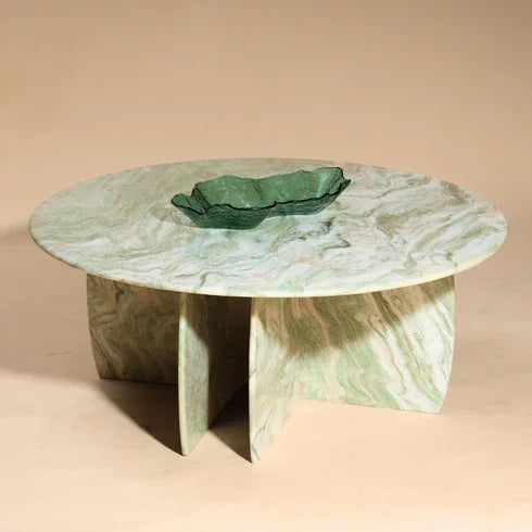 Raio Jupiter Coffee Table for Living Room | Luxury Green Marble Table for Modern Homes