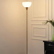 Uplighter Brass Antique Finish Floor Lamp for Living Room with Frosted Glass Lampshade