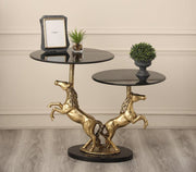 Majestic Stallion End Table | Designer Sofa Side Table | Luxurious Centerpiece for Living Room