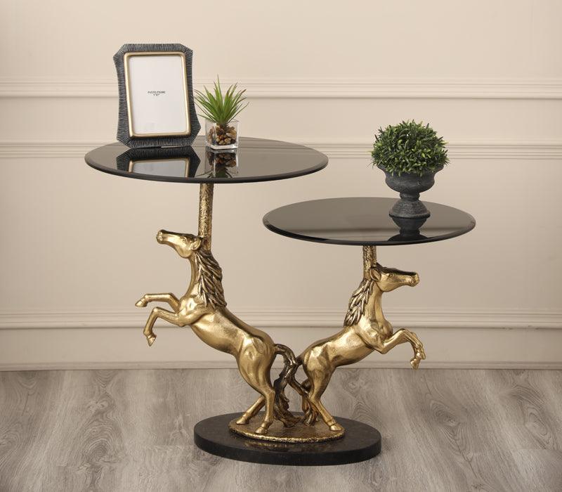 Majestic Stallion End Table | Designer Sofa Side Table | Luxurious Centerpiece for Living Room