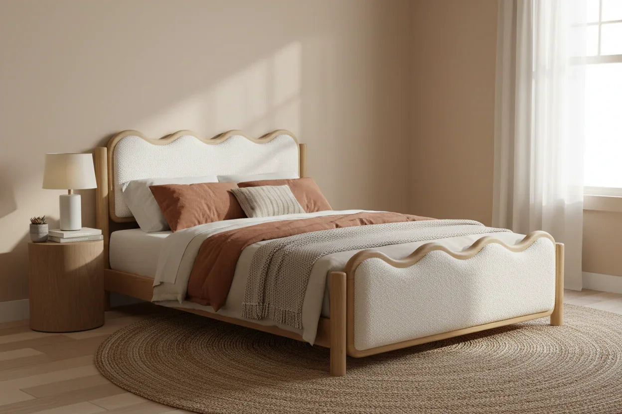 Zorvane Solid Oak Wood And Fabric Upholstery