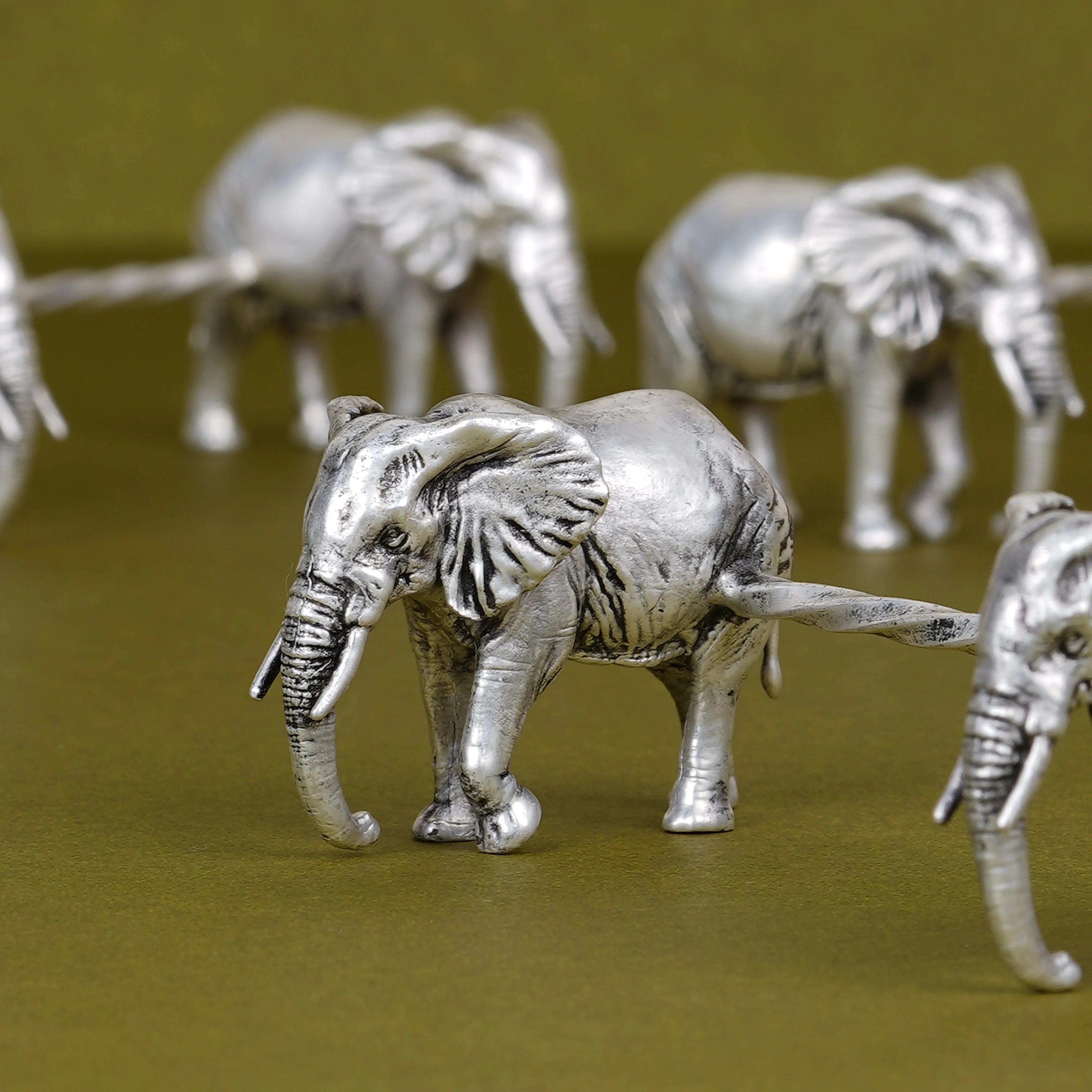 Silver Elephant Facing Front Spoon Rest