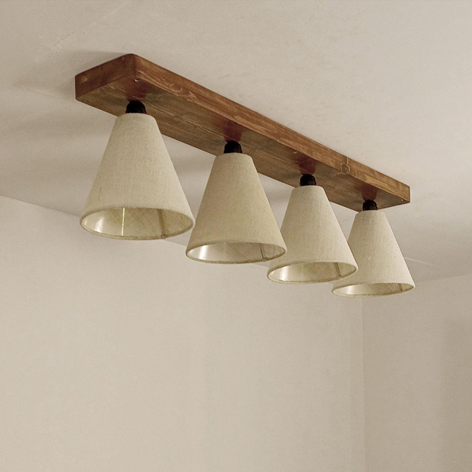 Terzo Brown Wooden 4 Series Ceiling Lamp