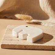 Elephant Marble Coaster | Handcrafted White Marble Drink Coaster with Brass Inlay