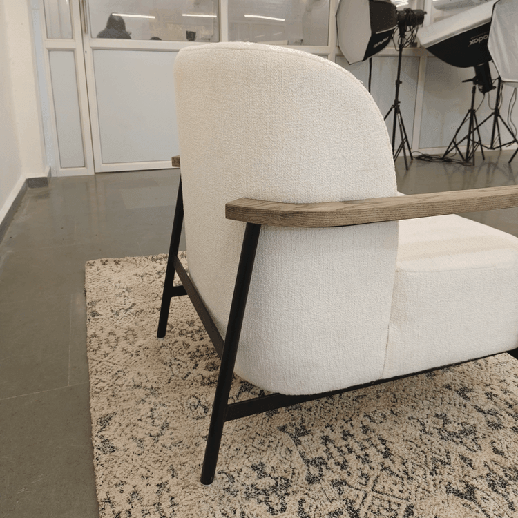 Aurora Armchair | Fabric Upholstery, Metal, Solid Ash Wood