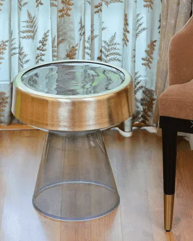 Martini Glass Accent Table |  Cocktail Glass Designer Sofa Side Table for Living Room | Round Side Table