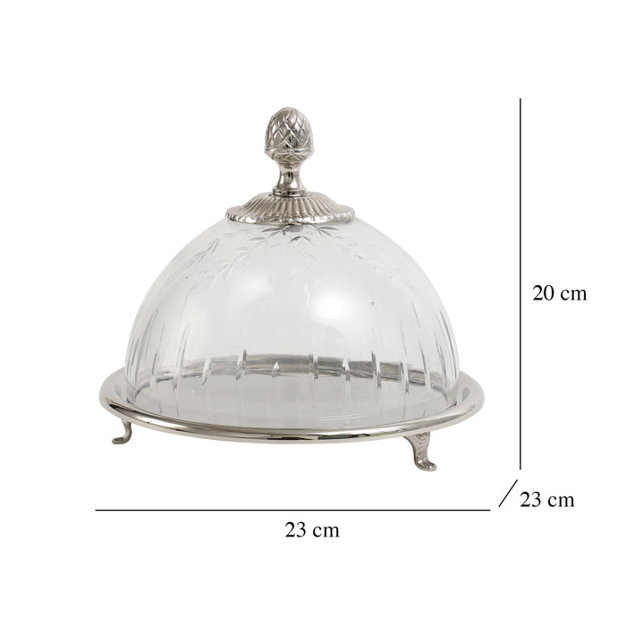 Faiza Crystal Cut Cake Dome Silver