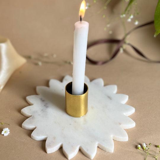 Marble Candle Holder with Sunflower Shape | Candle Stand