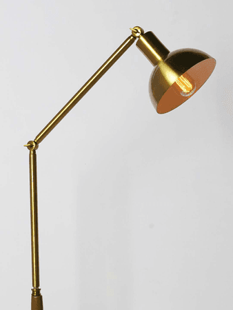 Contemporary 2 Point Adjustable wood & Metal Floor Lamp in Matt Brass Finish Back order