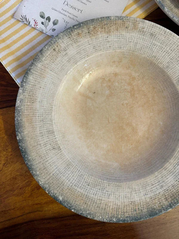 Alacati Pasta Plate - Beige & Turquoise