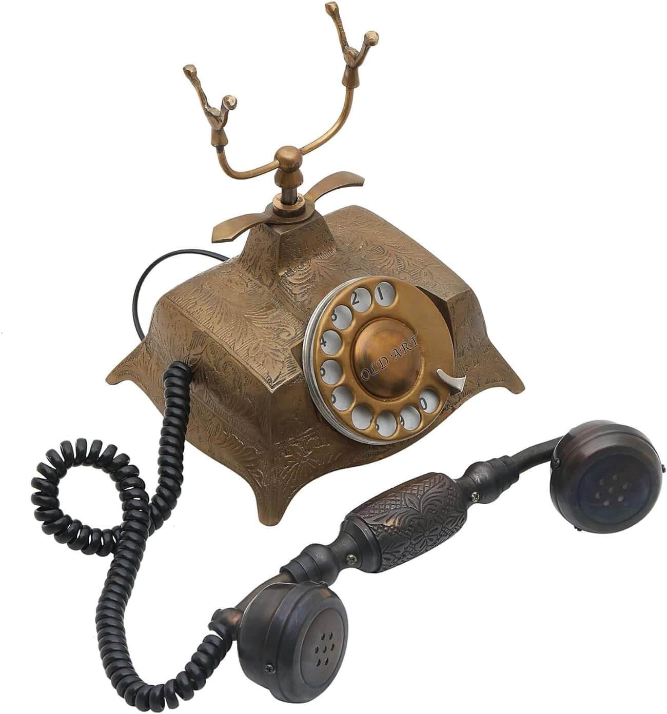 Royal Designer Rotary Dial Brass Telephone Antique Prime Model