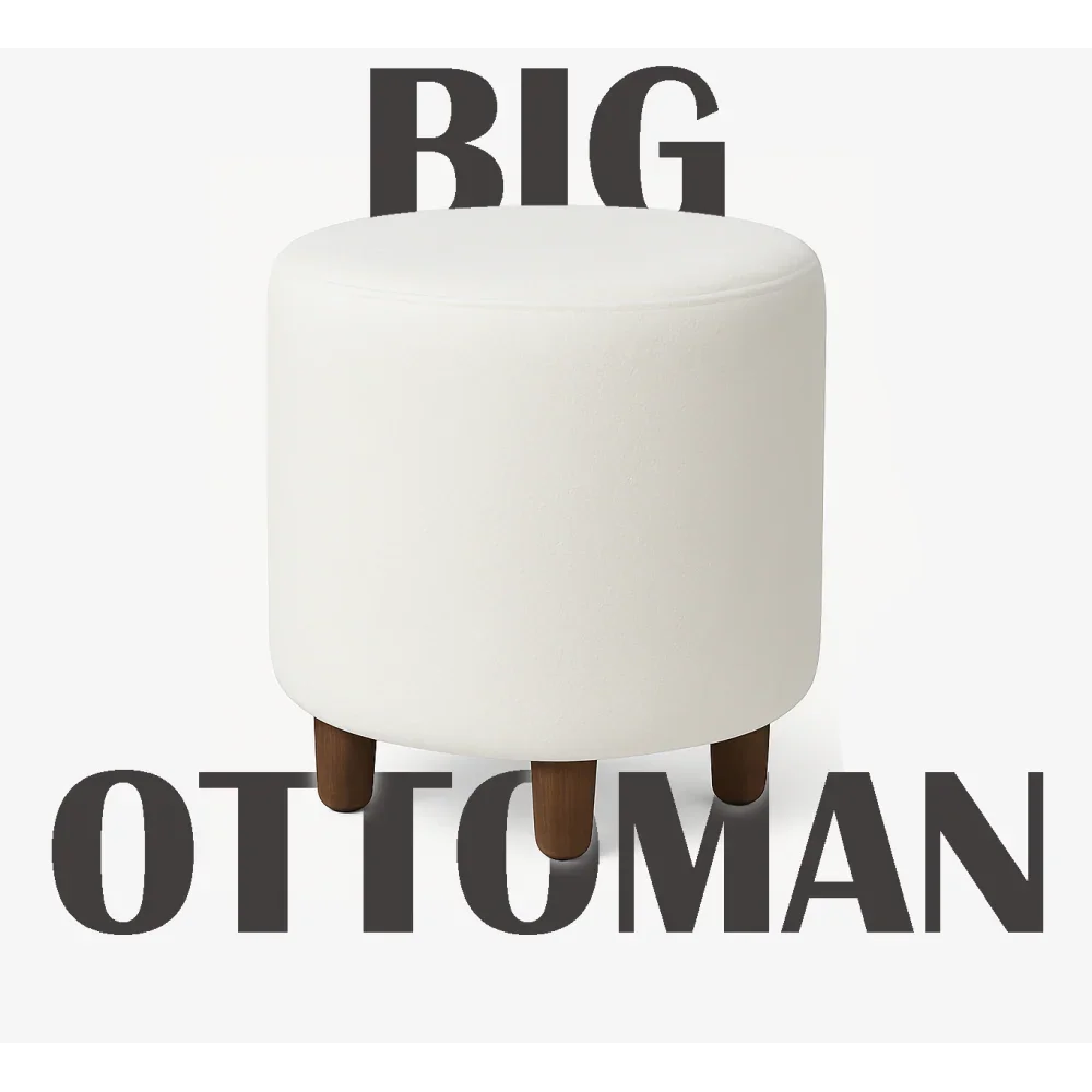 Large Sized Round Sofa Ottoman Footstool