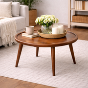 Chestnut Plate Solid Mango Wood Coffee Table | Nordic Style Wooden Center Table for Living Room