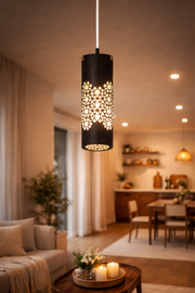 Mughal Jaal Etched Brass Pendant Lamp | Handcrafted Geometric Hanging Light Lamp For Living Room