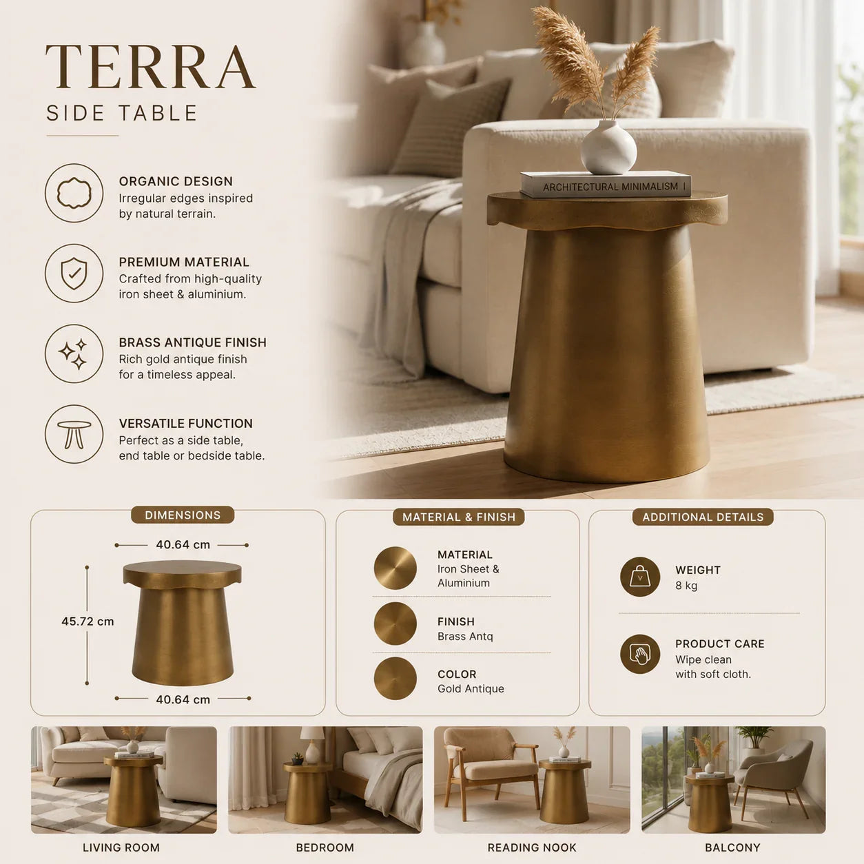 Terra Side Table | Luxury Designer Accent Table For Living Room & Modern Home Décor