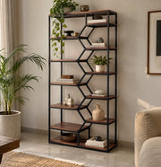 Orion Metallic Bookshelf | Tall Matte Black Metal Bookcase & Display Storage Rack