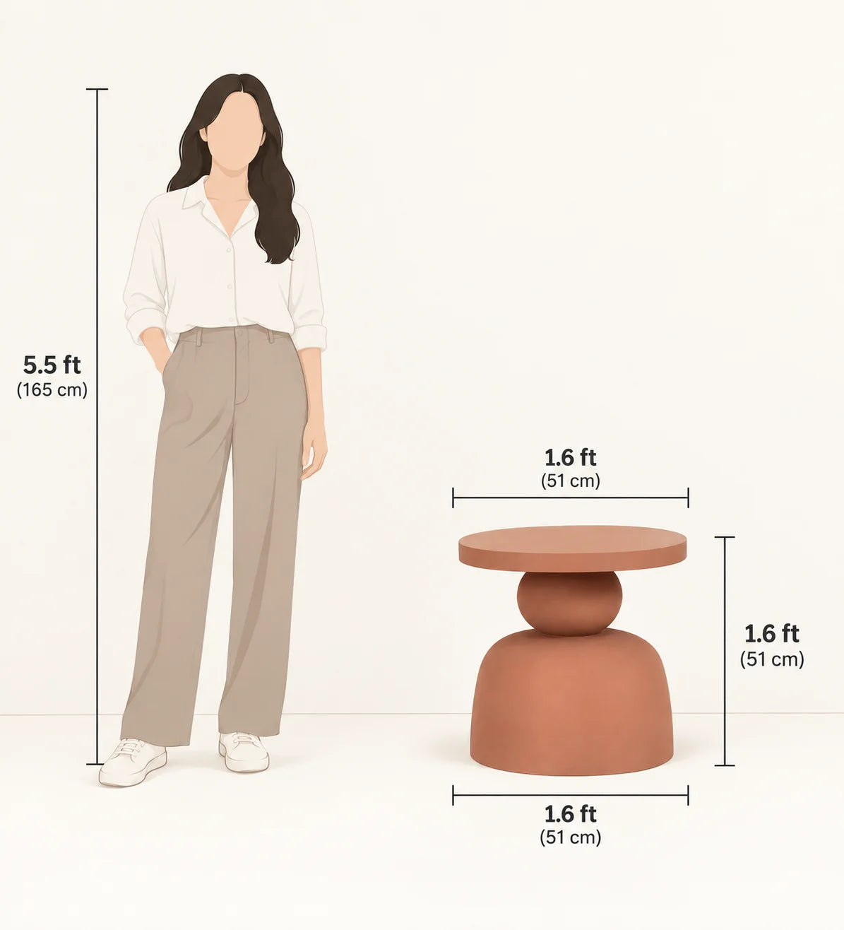 Earthy Minimal Fiber Glass Side Table for Living Room | Round End Table