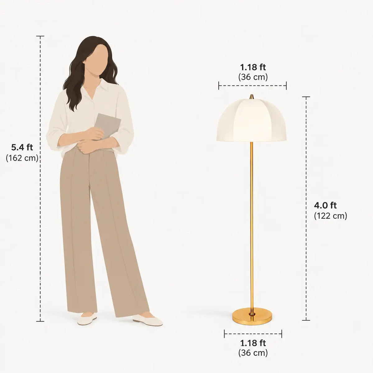 Ayra Floor Lamp | Brass Finish Minimalist Standing Lamp for Living Room & Bedroom