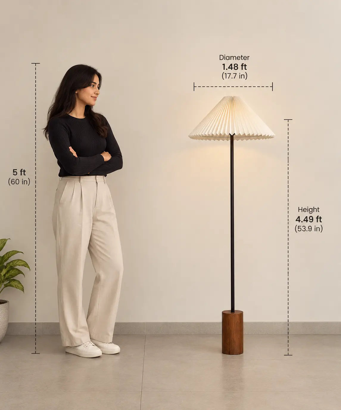 Mango Wood Fanny Floor Lamp | Standing Lamps for Living Room